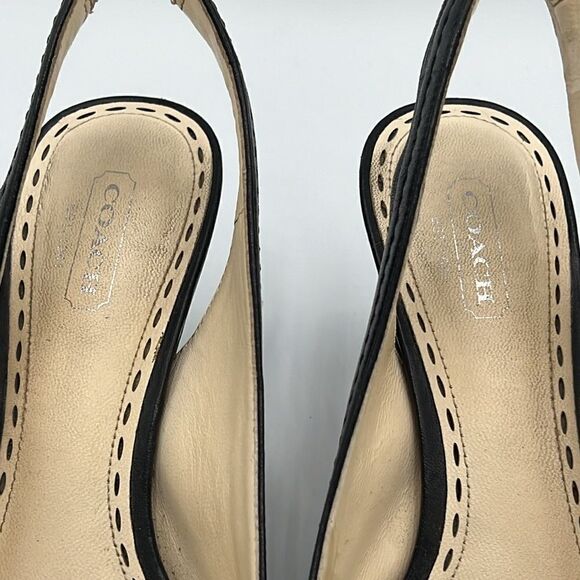 Coach Miranda Open Toe Slingbacks - Black -  Size 8B B37 - Picture 4 of 9